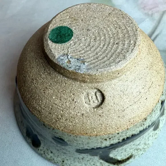 Vintage MCM Japanese Style Artisan Tea-Ware Stoneware Three Tea Cups & Bowl